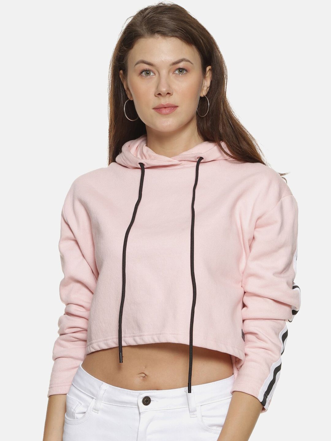 pinacolada Campus Sutra Women Pink Hooded Crop Sweatshirt-picture-38
