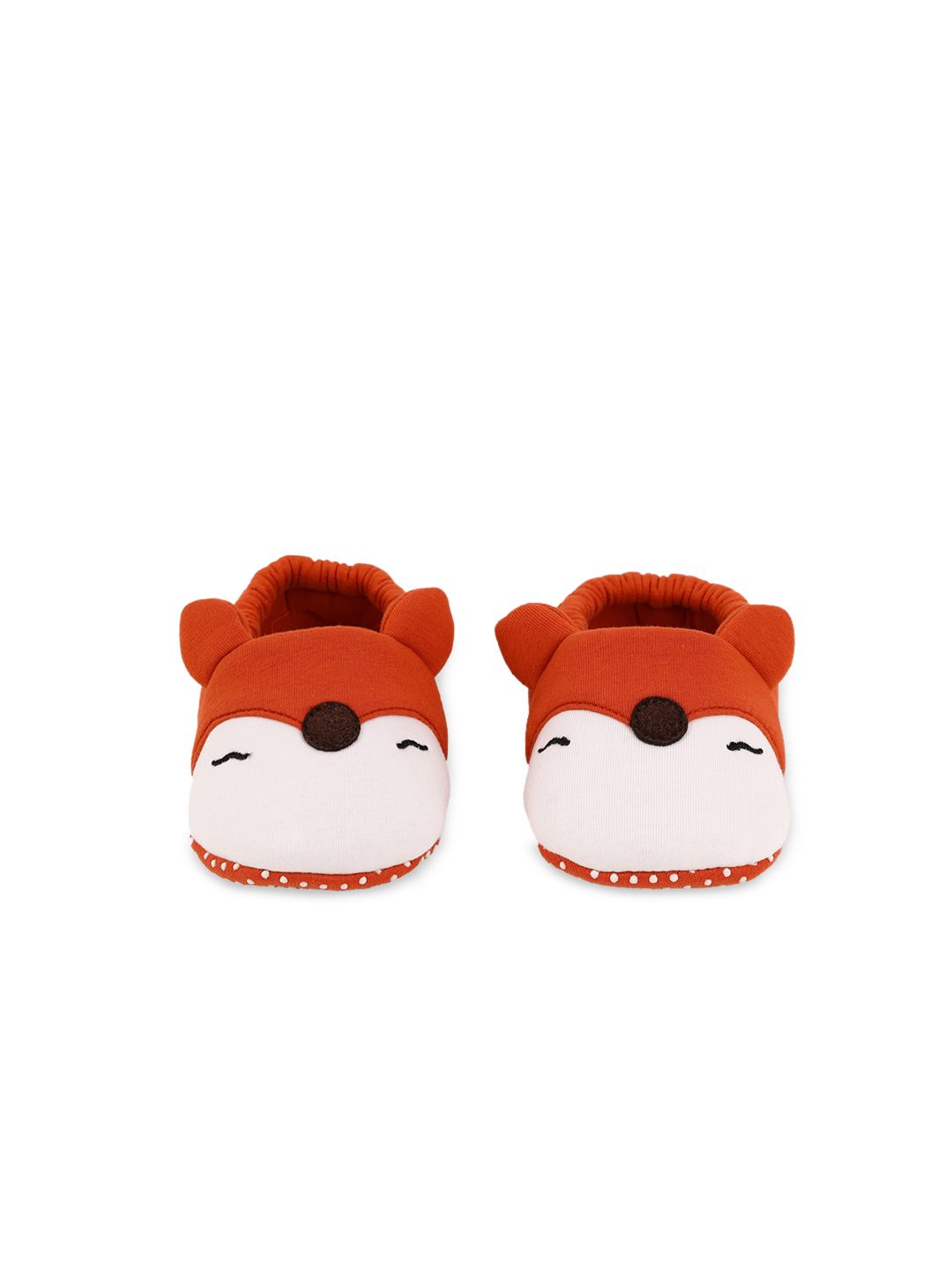 KICKS & CRAWL Infants Kids Rust & White Colourblocked Foxy Crawl Booties-image-30