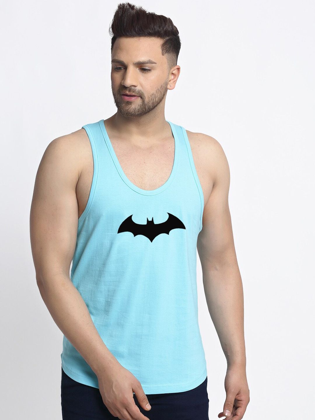 Friskers Men Turquoise-Blue Batman Printed Pure Cotton Innerwear Vest-picture-47