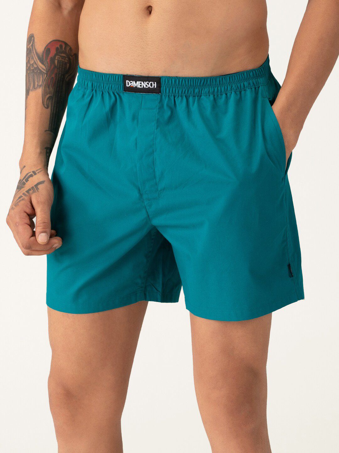 DAMENSCH Breeeze Men Teal-Blue Solid Pure Cotton Ultra-Light All-Round Boxers DAM-SLD-LBX-HB-image-13