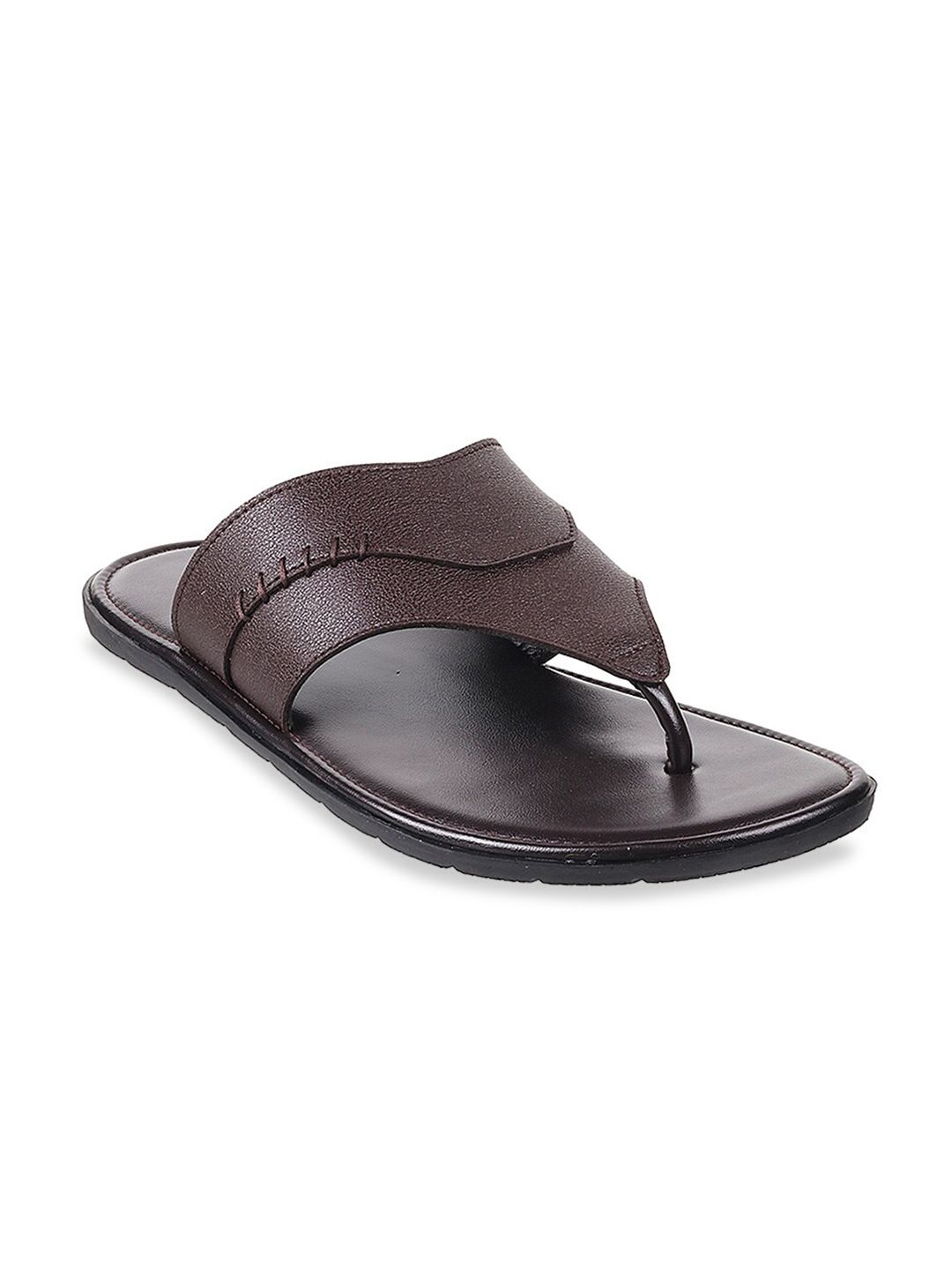 Mochi Men Coffee Brown Solid Leather Comfort Sandals-image-39