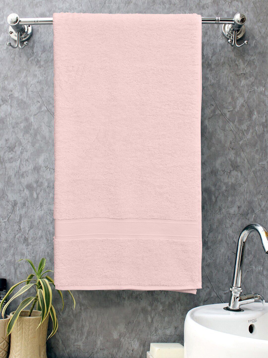 BOMBAY DYEING Pink Solid Cotton 450 GSM Tulip Bath Towel-image-19