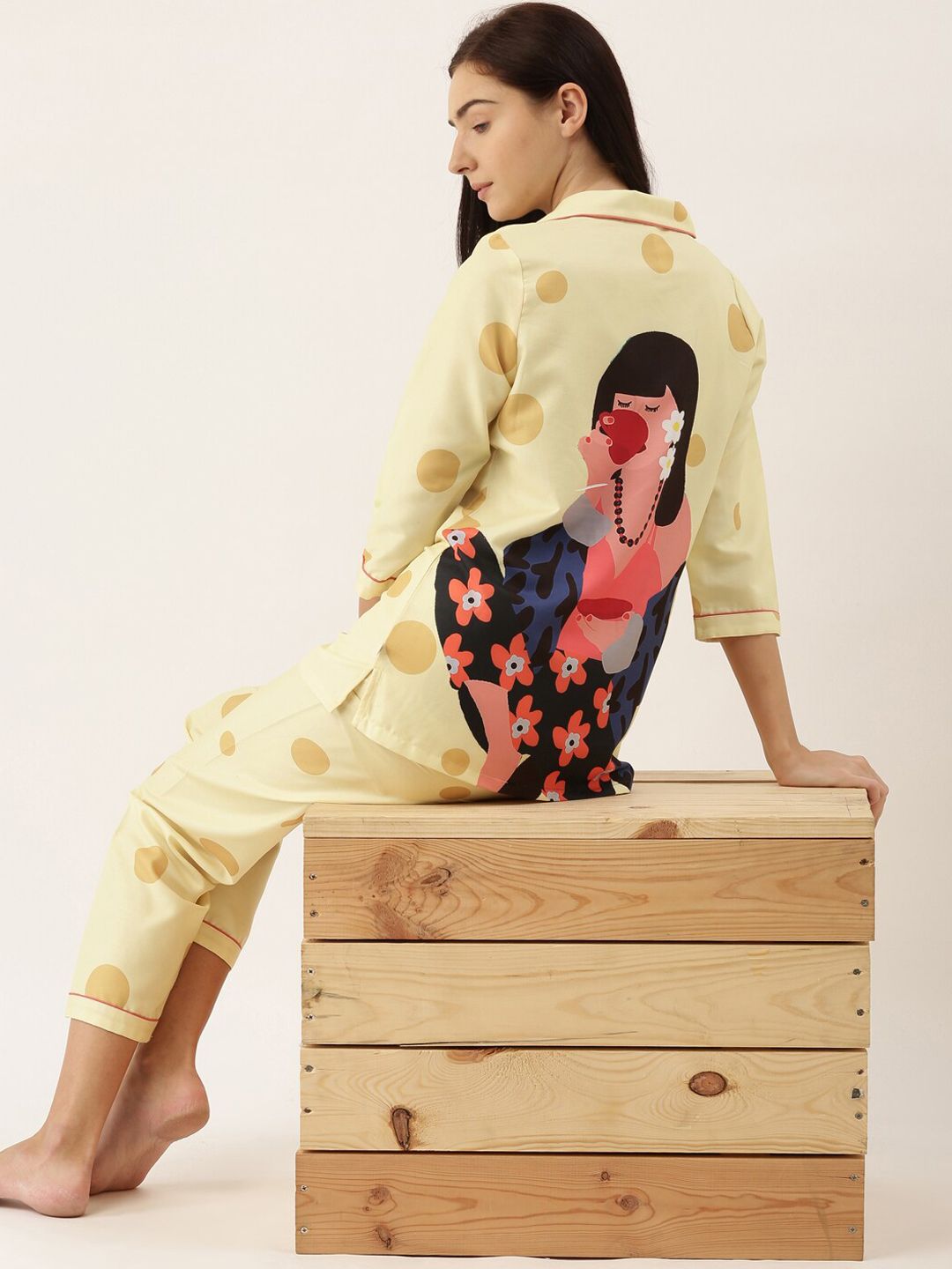 Bannos Swagger Women Yellow & Pink Printed Night Suit-picture-36