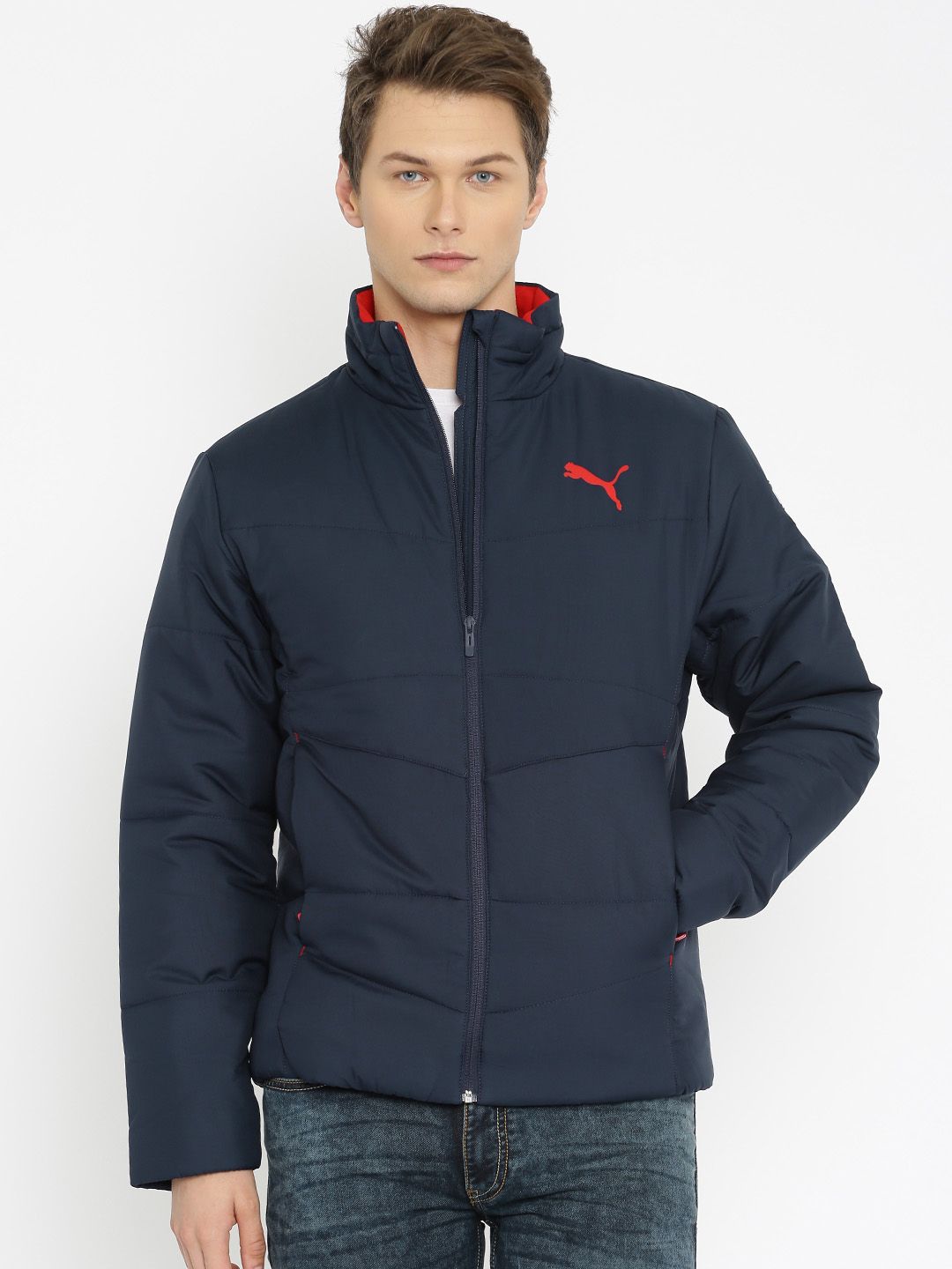 puma navy blue quilted jacket