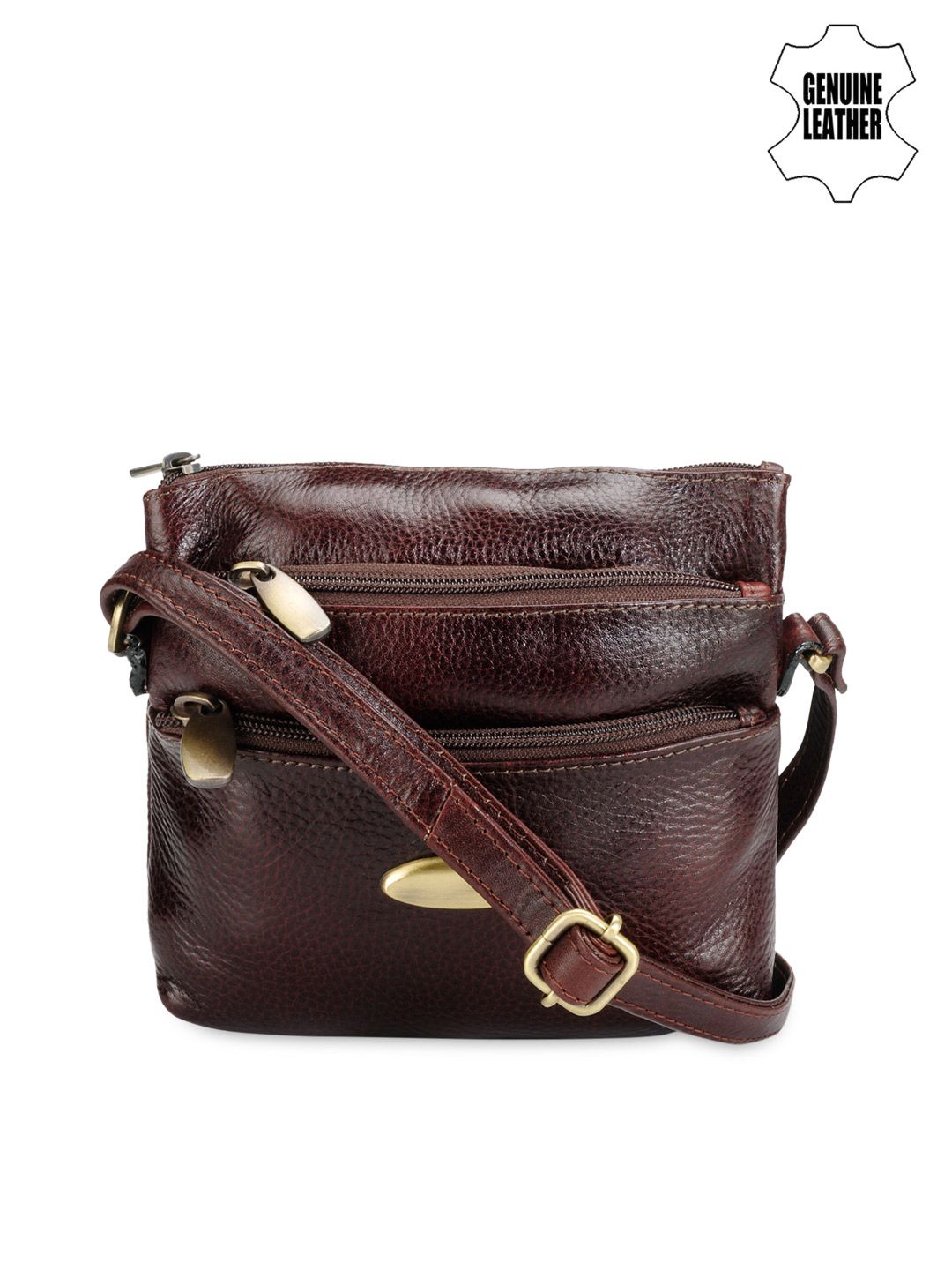 teakwood leathers Teakwood Leather Unisex Brown Leather Messenger Bag-picture-10