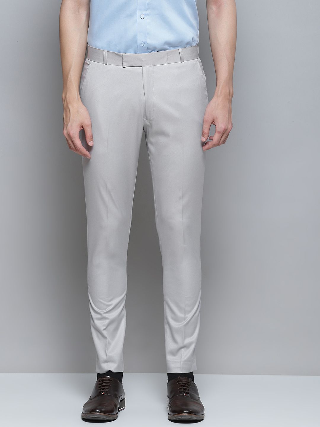 SAVE ₹1800 on Dennison DENNISON Men Grey Smart Tapered Fit Trousers