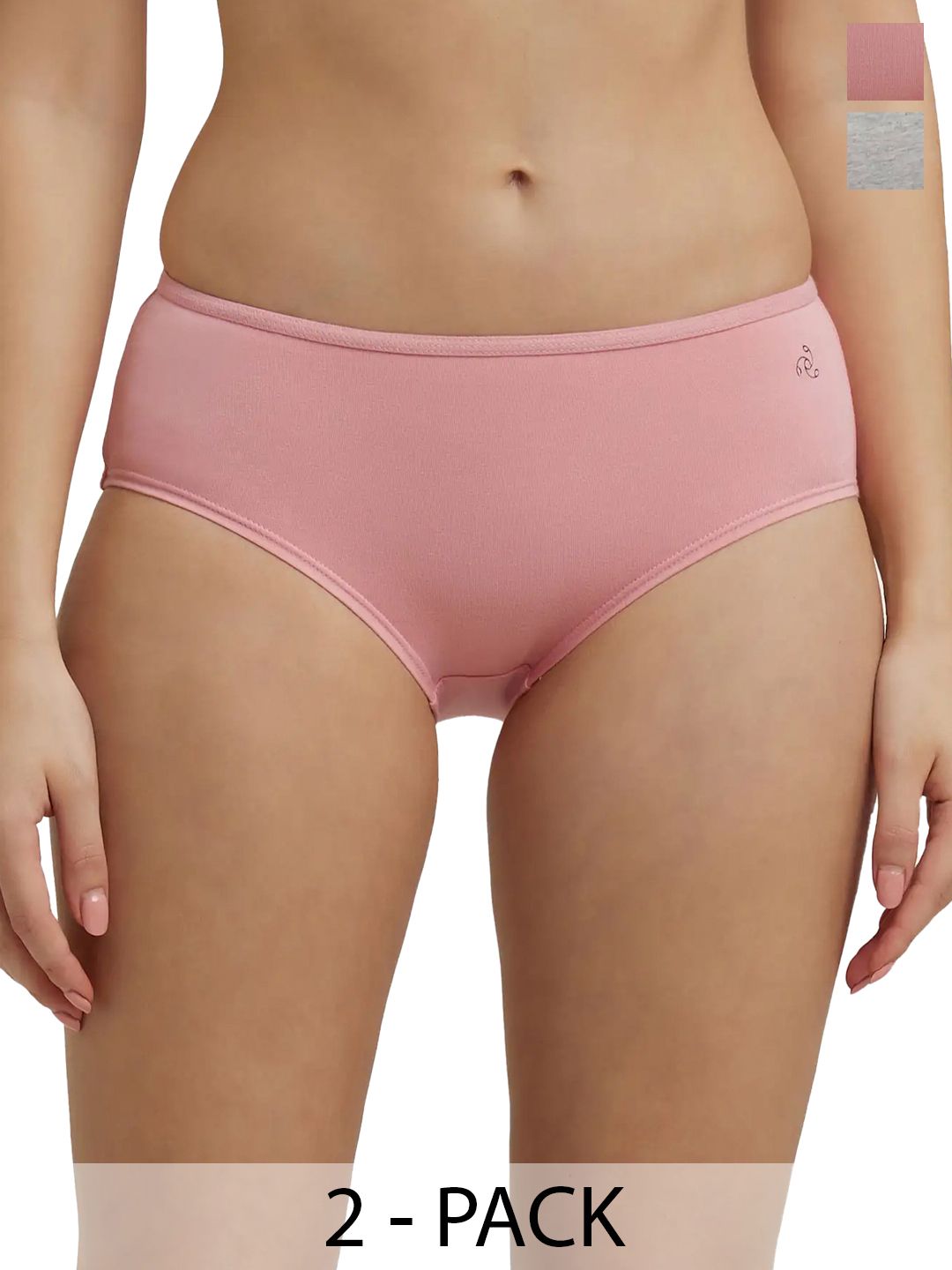 Jockey Women Pack of 2 Assorted High Coverage Cotton Mid Waist Hipster Briefs SW02-0210