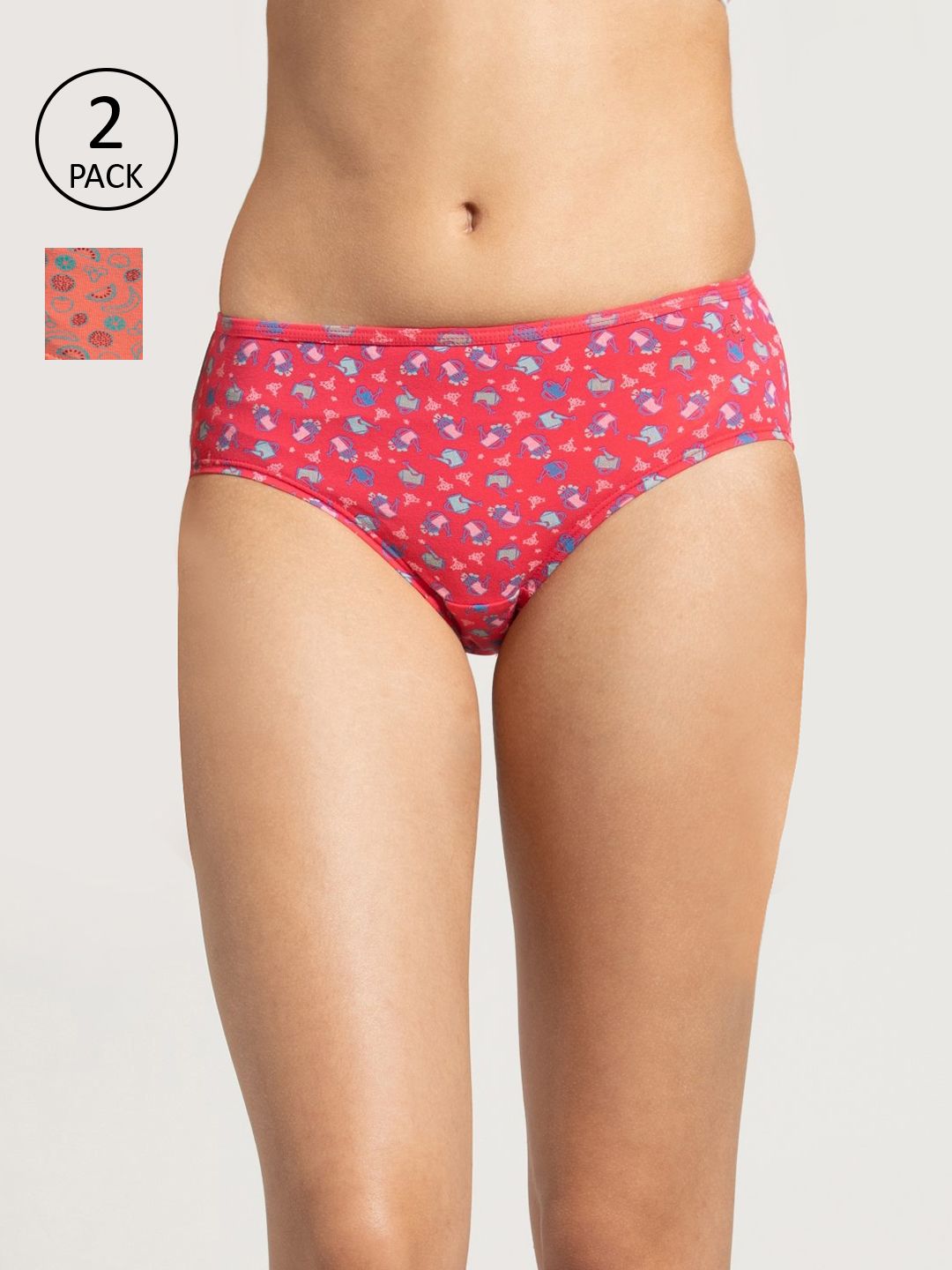 Jockey Women Pack of 2 Assorted Printed High Coverage Cotton Hipster Briefs SW02-0210-picture-49