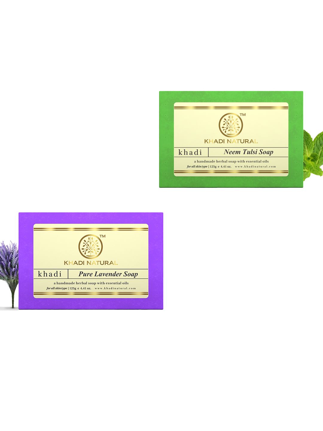 Khadi Natural Set of Pure Lavender & Neem Tulsi Handmade Herbal Soaps-picture-25