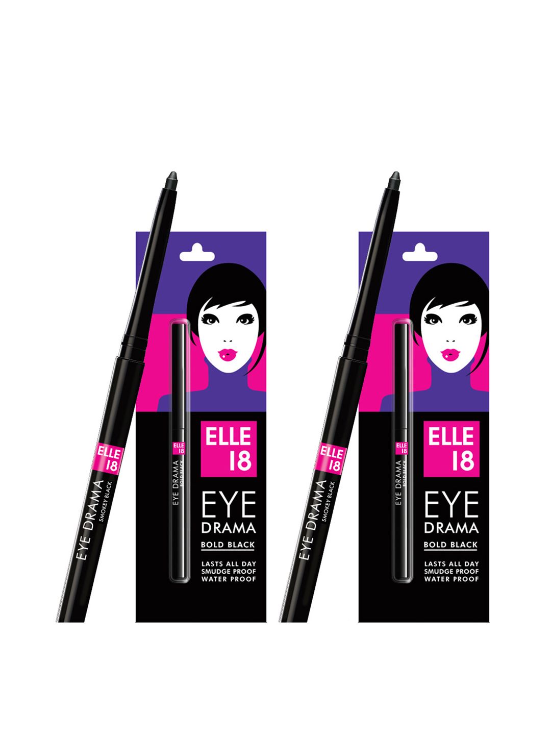 ELLE 18 Set Of 2 Eye Drama Smudge Proof & Water Proof Matte Kajal 0.35g Each - Bold Black-image-22