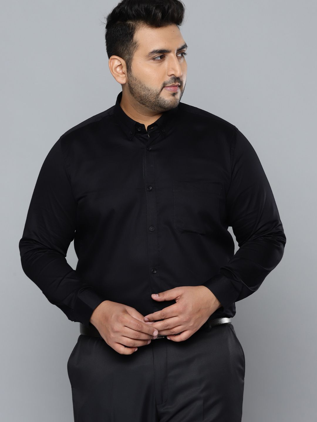 DENNISON Men Black Smart Slim Fit Opaque Formal Shirt-picture-41