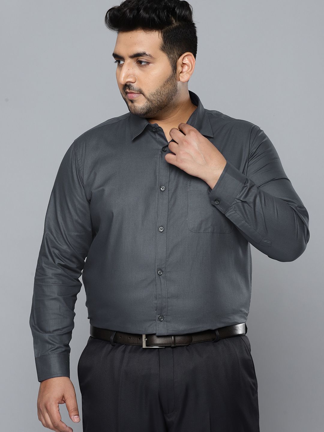 DENNISON Men Grey Smart Slim Fit Opaque Formal Shirt-picture-18