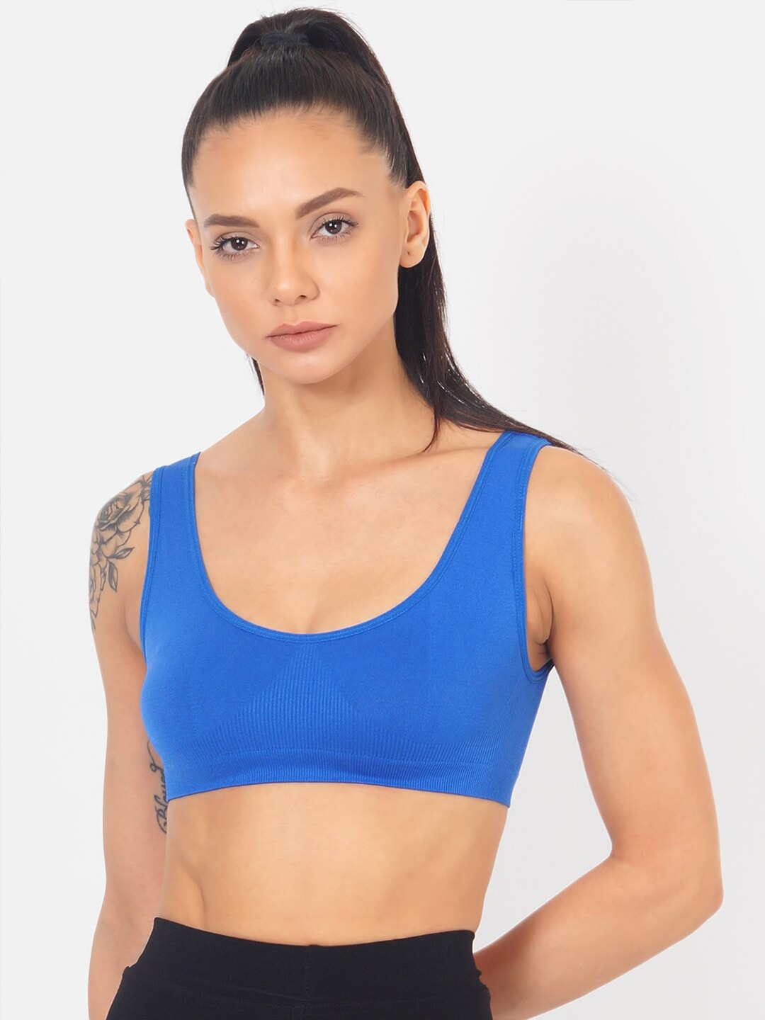 Buy XOXO Design Blue Solid Dry Fit Technology Workout Bra - Non-Padded Non-Wired