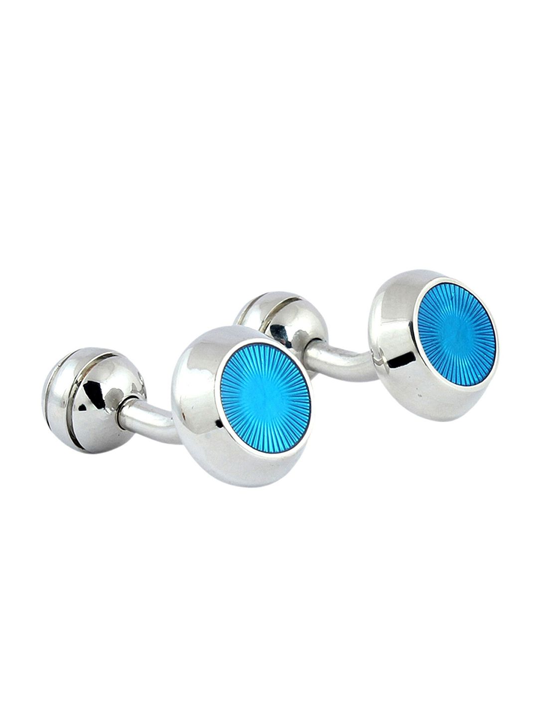 PELUCHE Silver-Toned & Blue Round Cufflink-picture-10