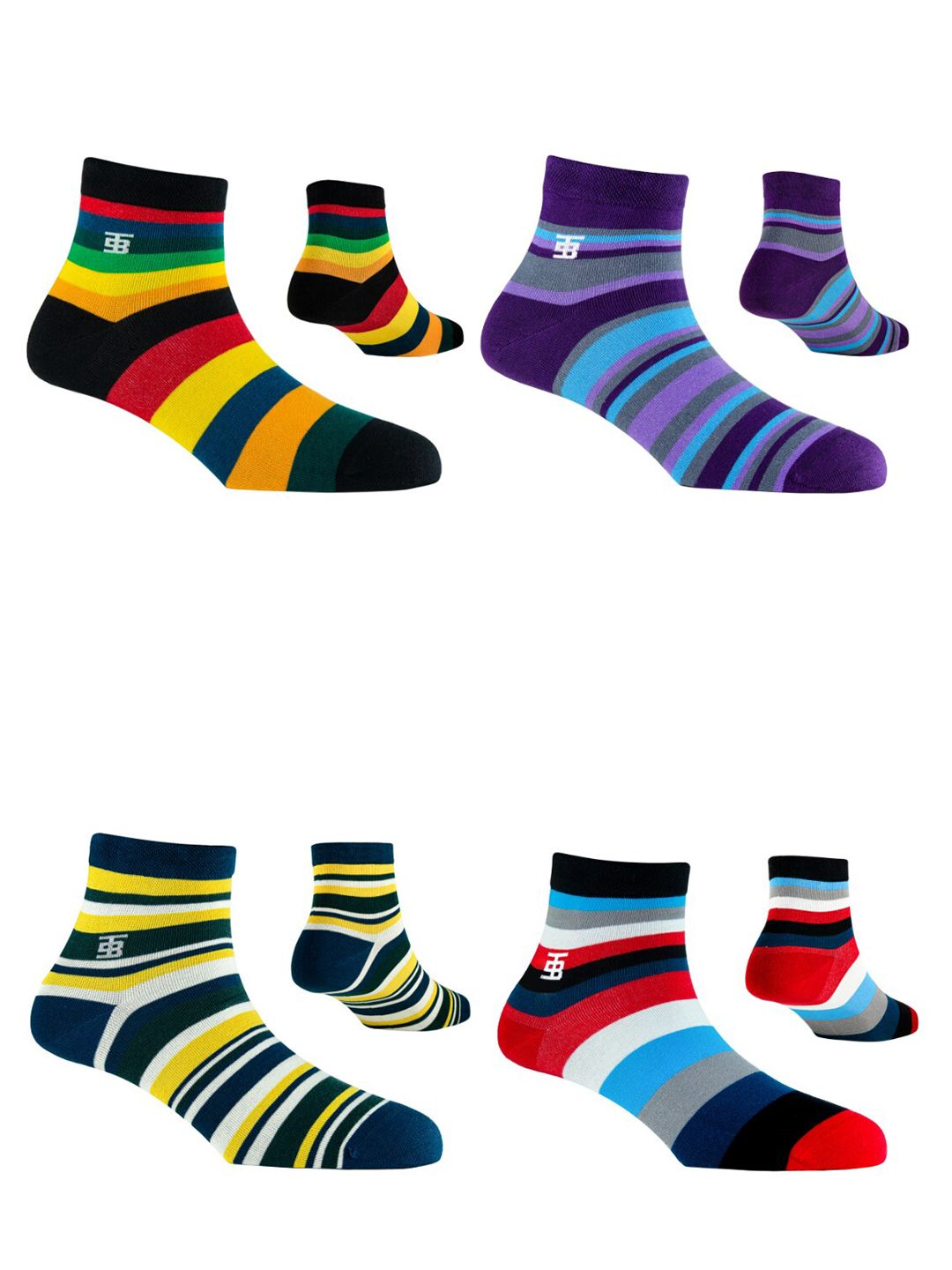 SockSoho Men Pack Of 4 Striped Above Ankle-Length Socks-picture-12