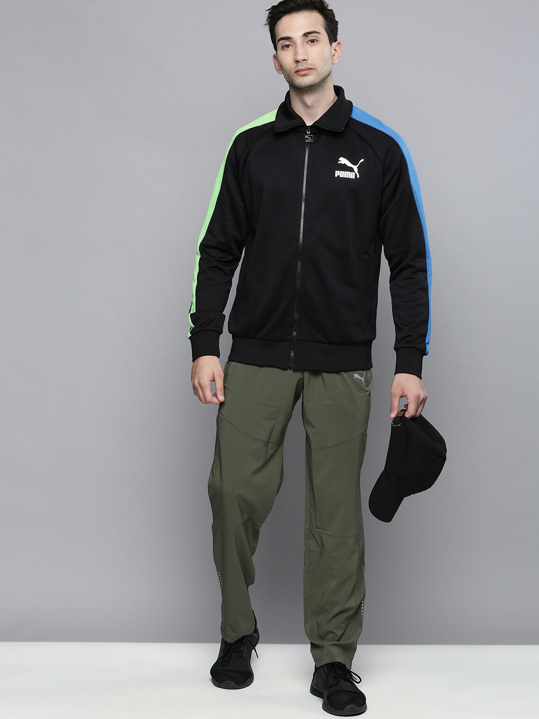 Buy Puma Men Black Green Colourblocked Sporty Track Sustainable