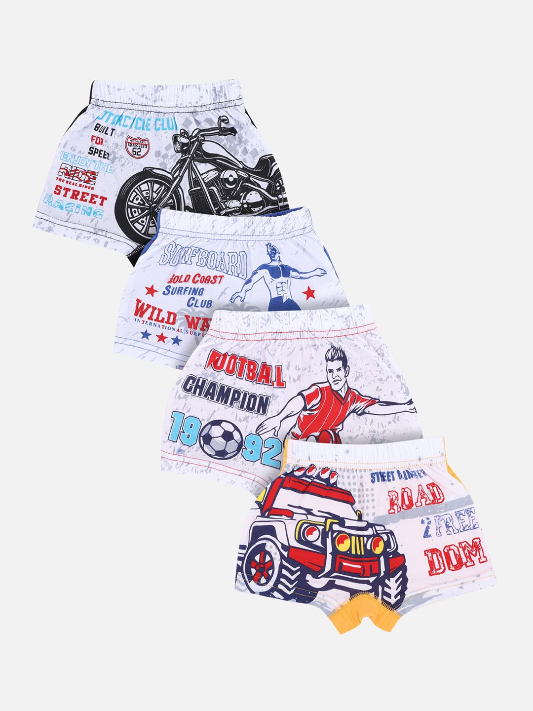 Bodycare Kids Boys Pack Of 4 Assorted Printed Trunks-picture-34