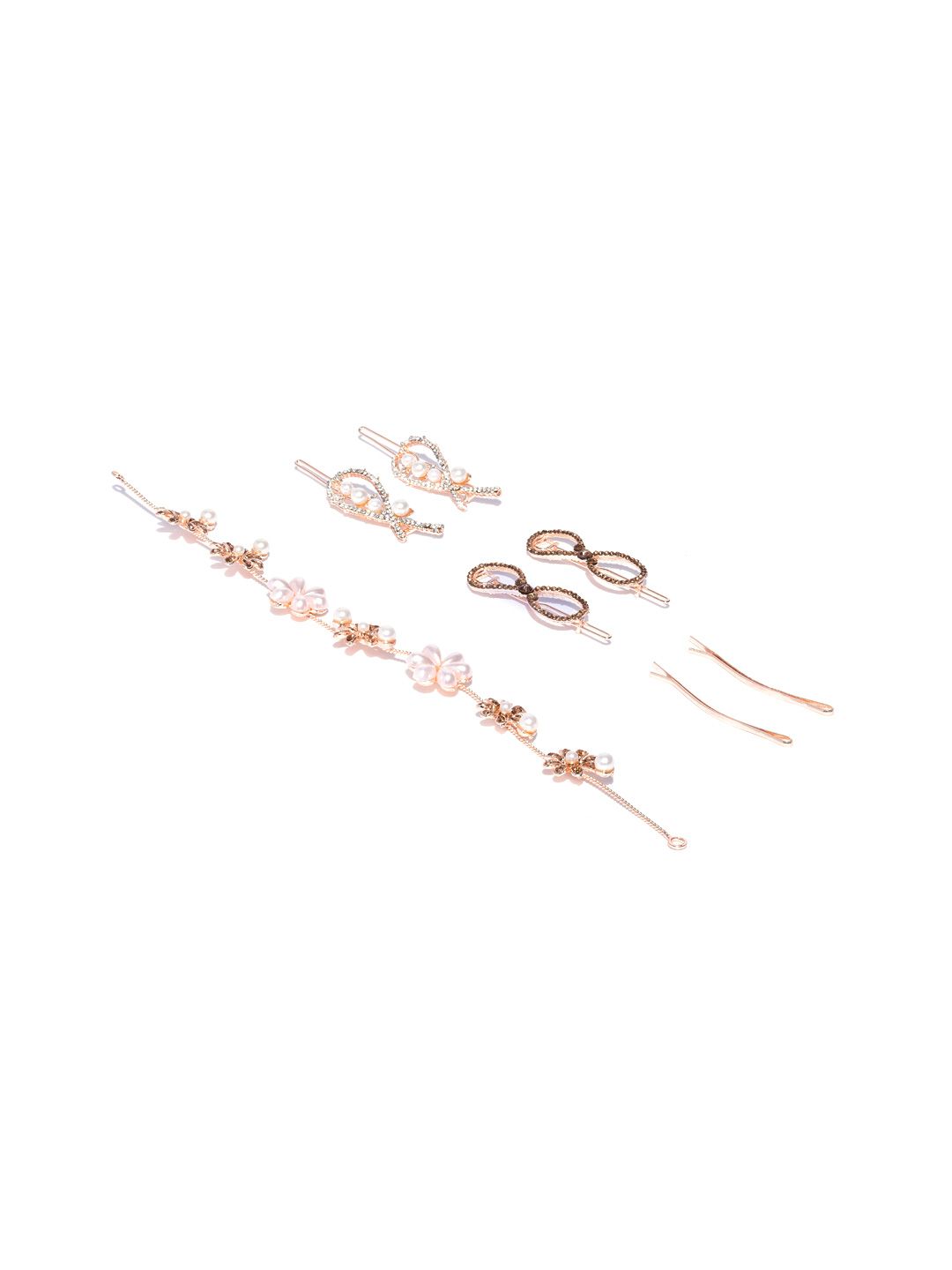 Kord Store Women Rose Gold Hair Accessory Set of 3-picture-11