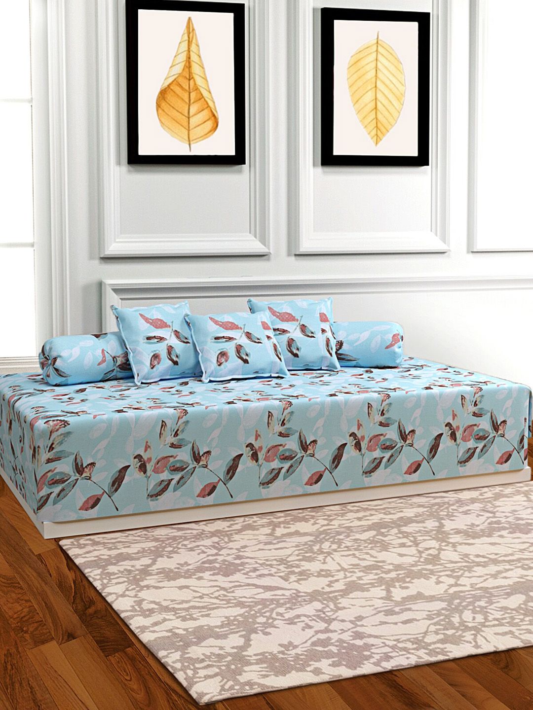 ROMEE Set Of 6 Blue & Brown Printed Bedsheet With Bolster & Cushion Covers-picture-41