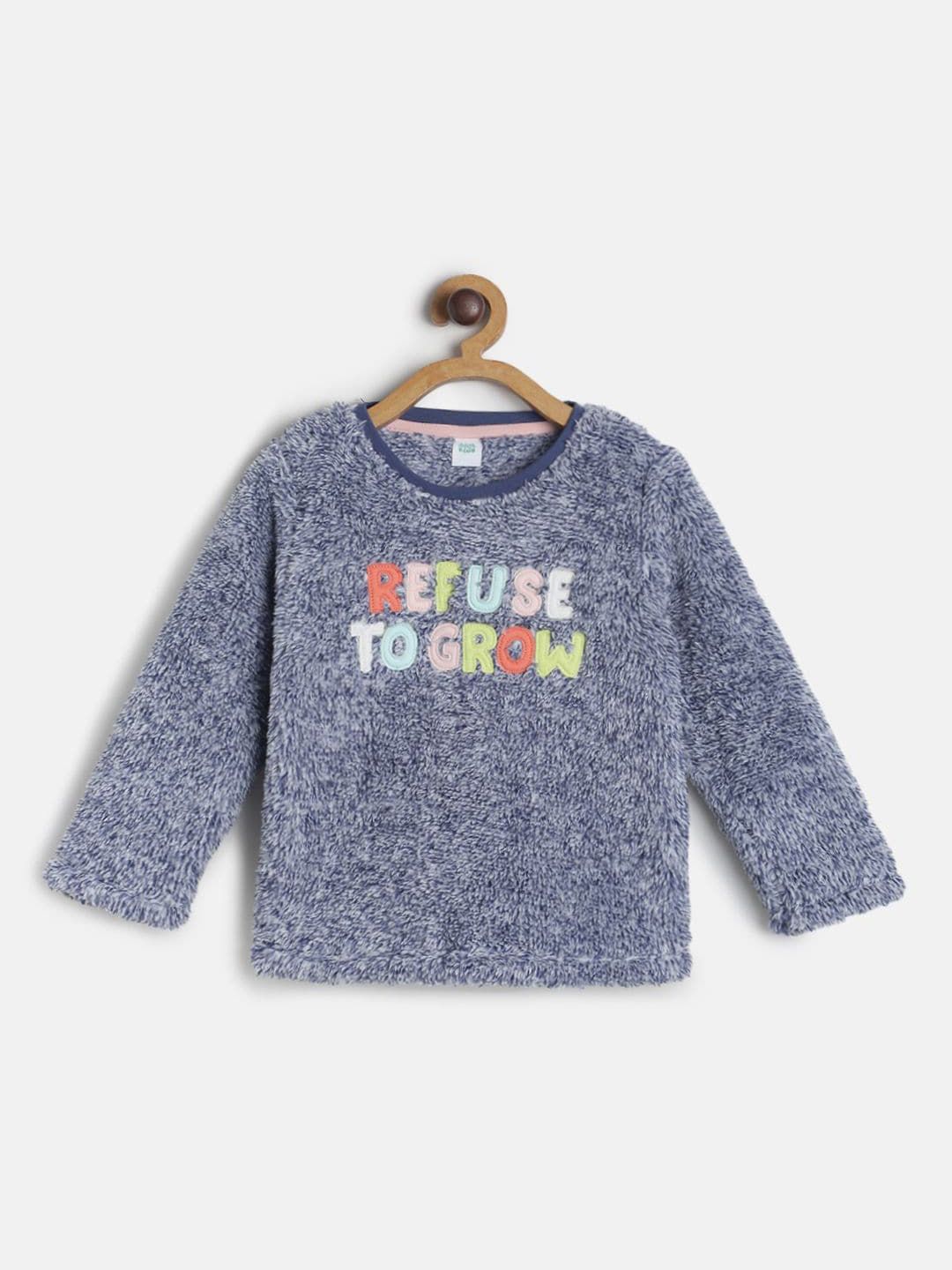 MINI KLUB Girls Blue & Yellow Self Design Sweatshirt-picture-31