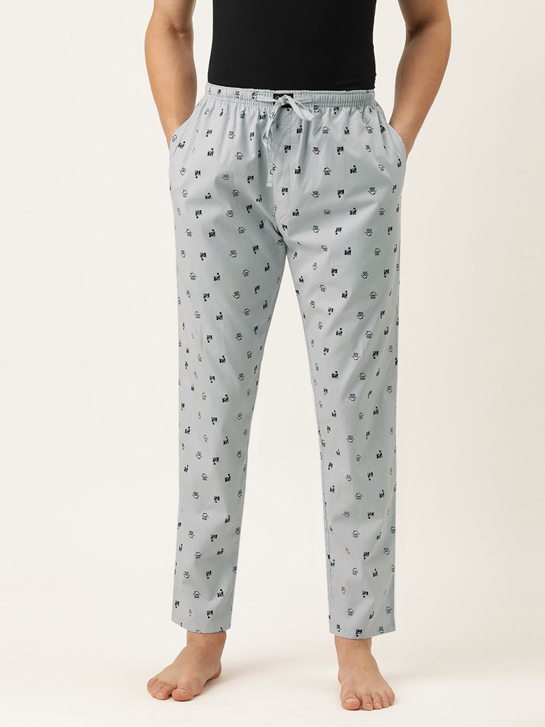 Urban Dog Men Grey Printed Lounge Pant-picture-17
