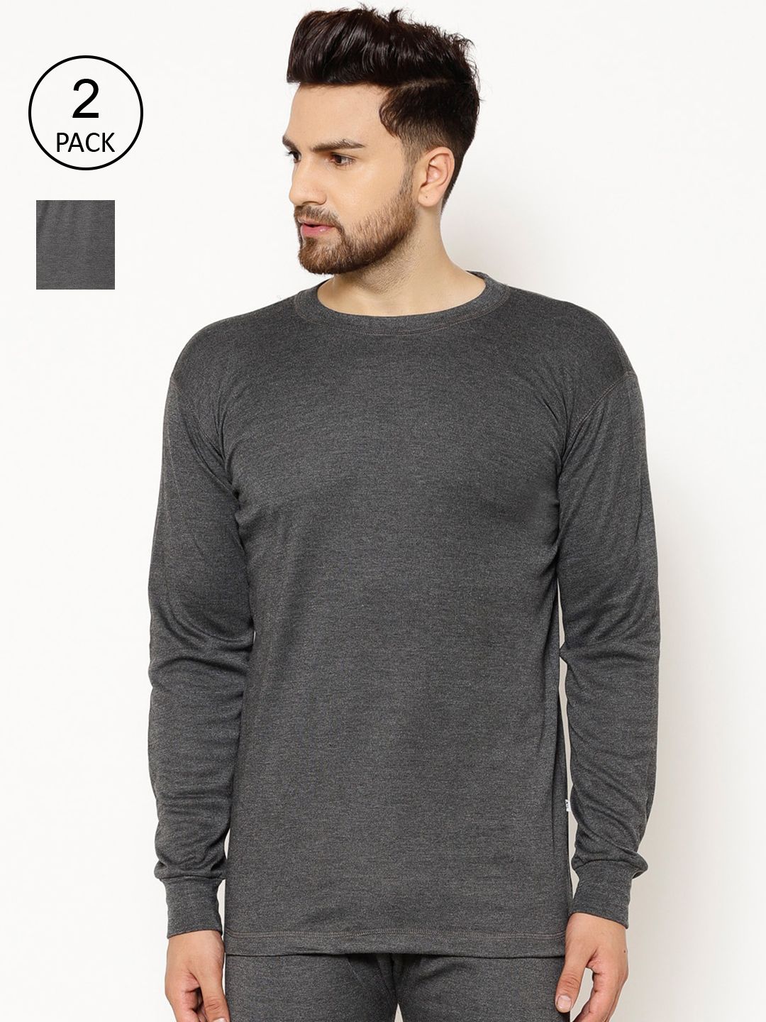 mack jonney VIMAL JONNEY Men Pack Of 2 Solid Thermal Tops-picture-32
