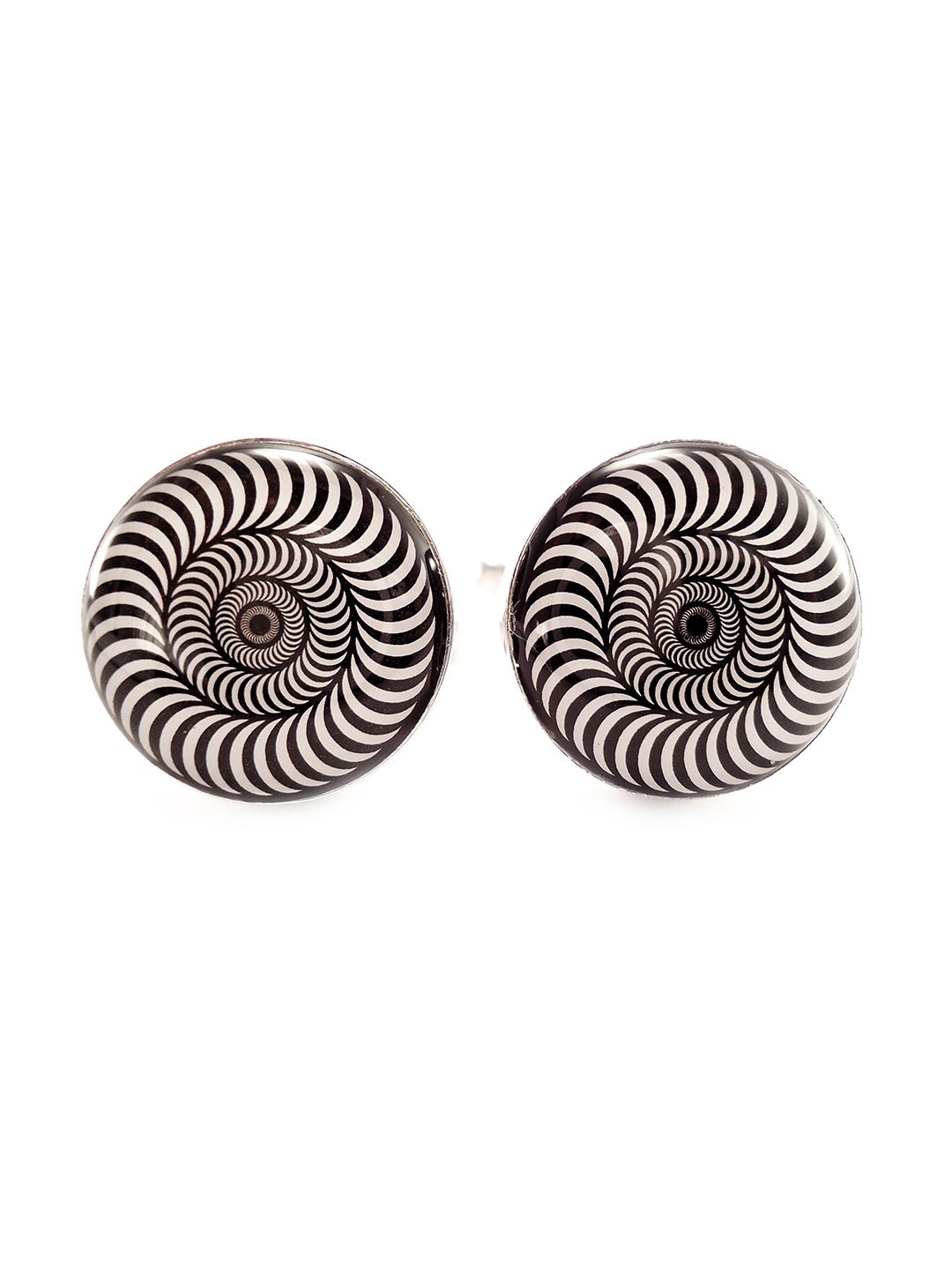 PELUCHE Silver-Toned & White Round Cufflink-picture-24