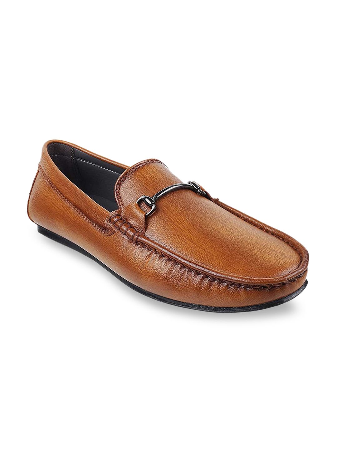 Mochi Men Tan Brown Leather Loafers-picture-22