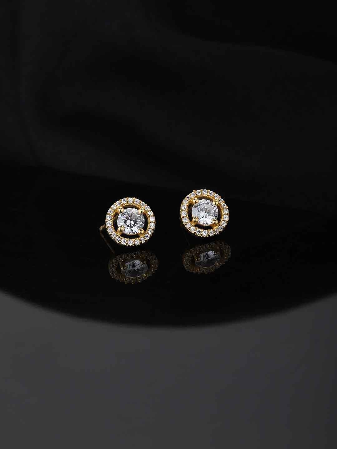 Carlton London Gold-Plated CZ Studded Handcrafted Circular Studs-picture-24