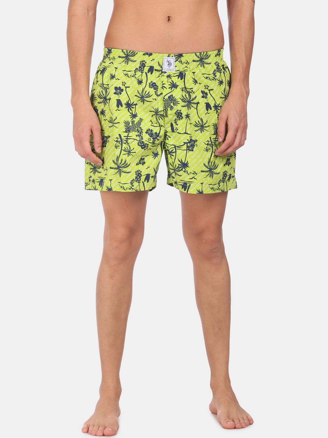 U.S. Polo Assn. Men Green Blue Printed cotton boxers IYAC-AAG-PR
