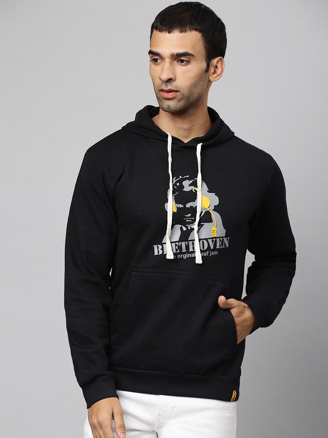 cahoot Campus Sutra Men Black Printed Hooded Cotton Sweatshirt-picture-33