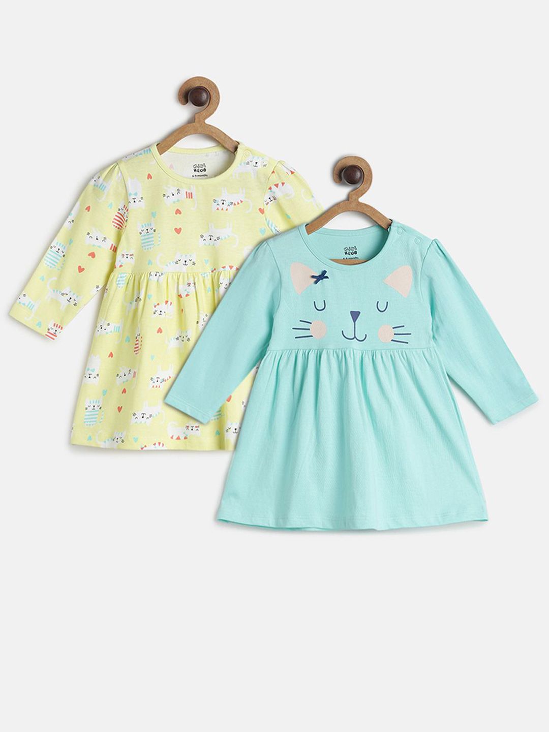 MINI KLUB Girls Infants Pack Of 2 Conversational Printed Cotton A-Line Dresses-picture-27