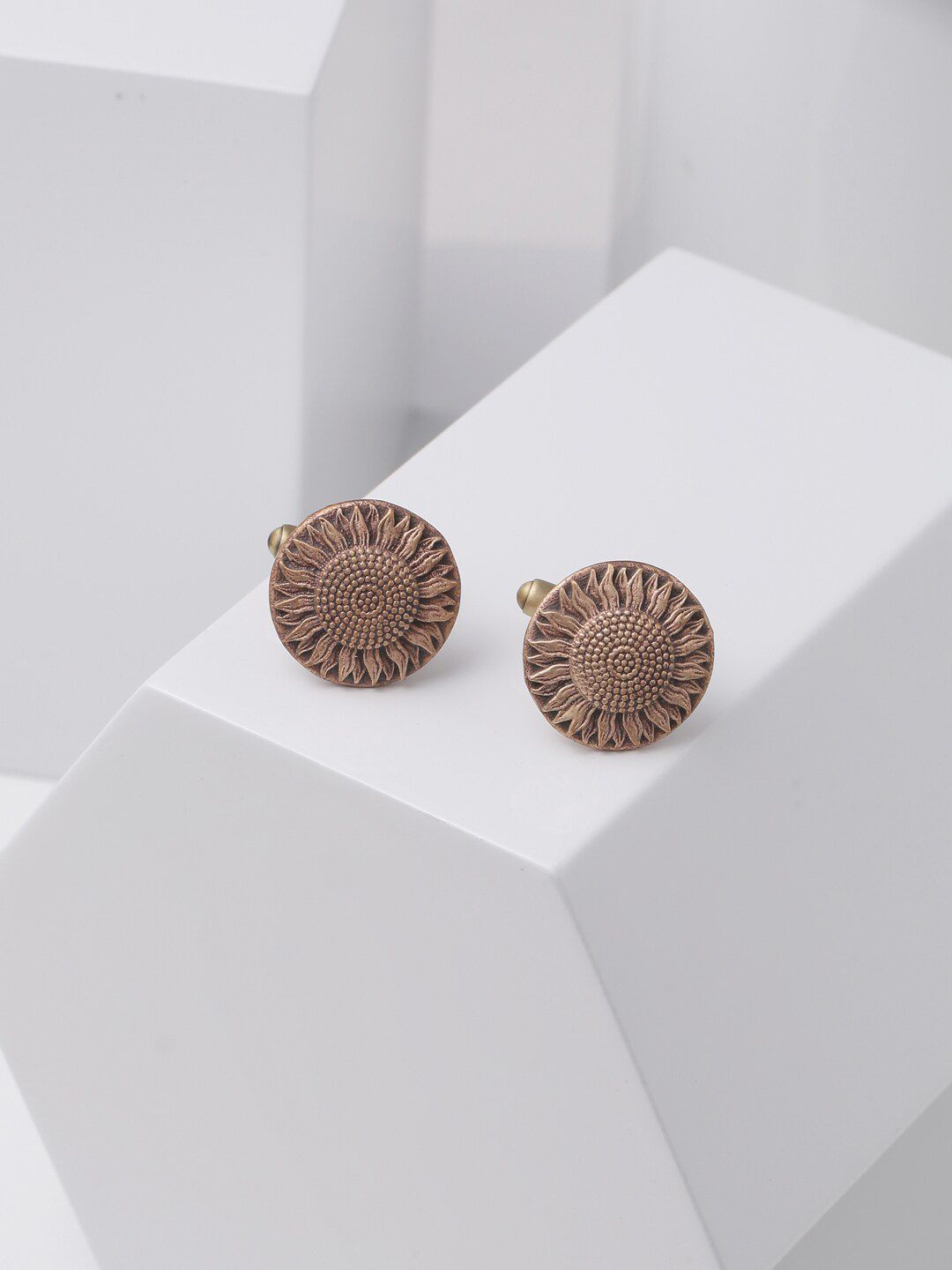COSA NOSTRAA Men Metallic Sunflower Engraved Cufflinks-picture-20