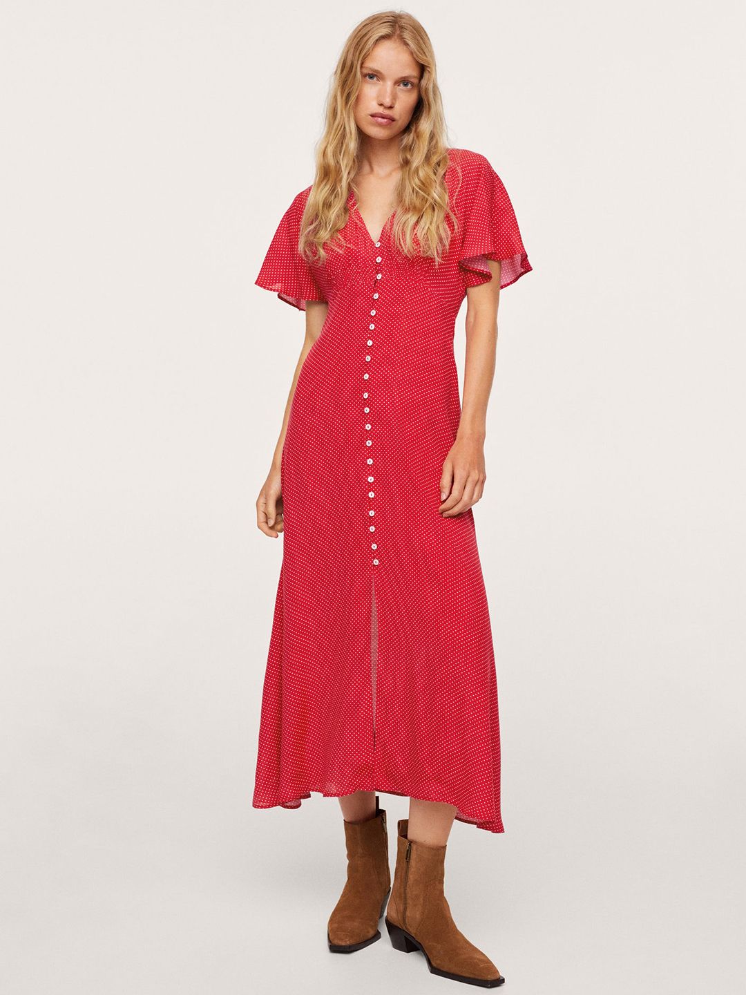 mango red polka dot dress mango ruched detail dress