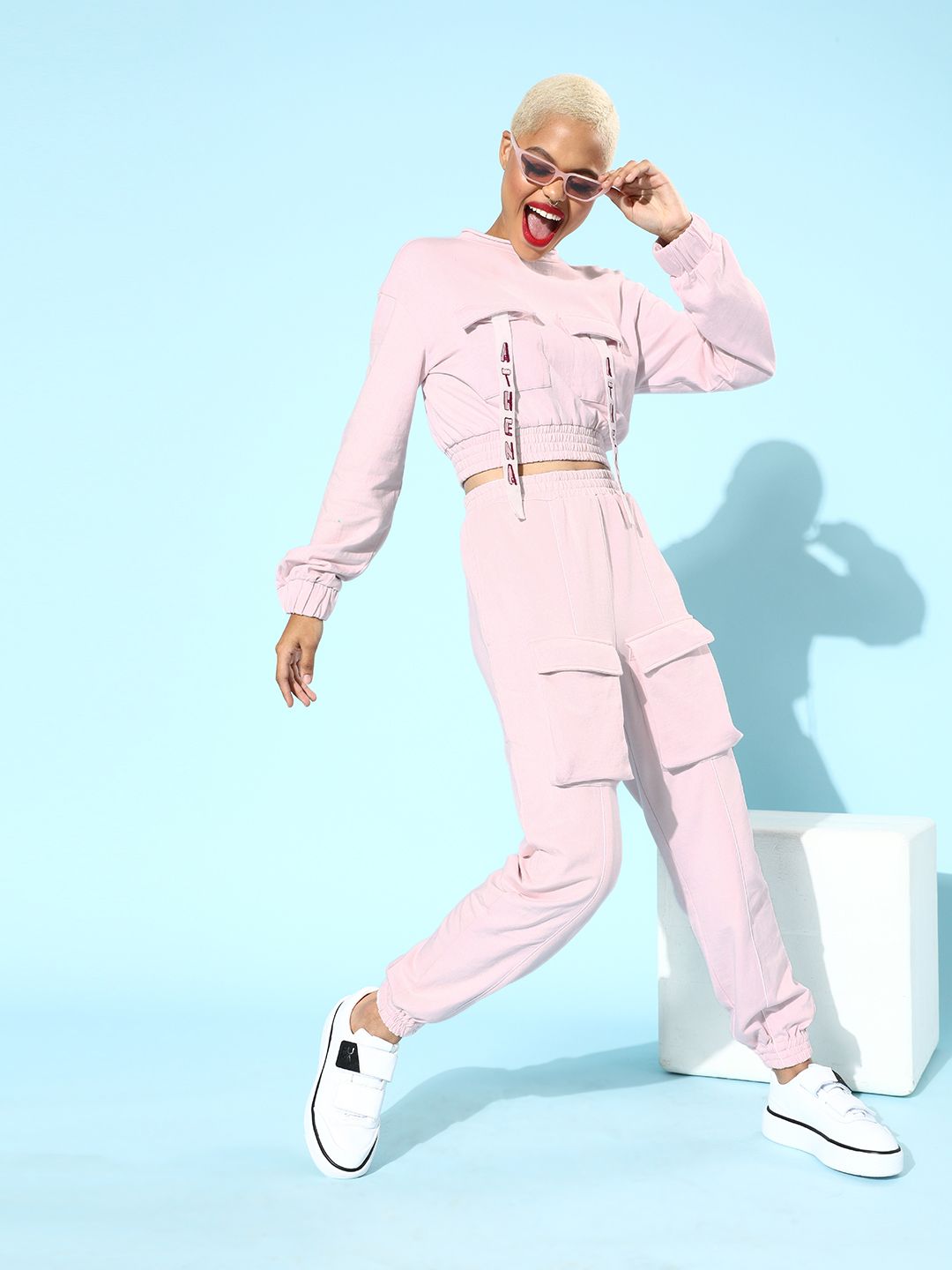 Athena Women Pretty Pink Sleek Top with Joggers-picture-42