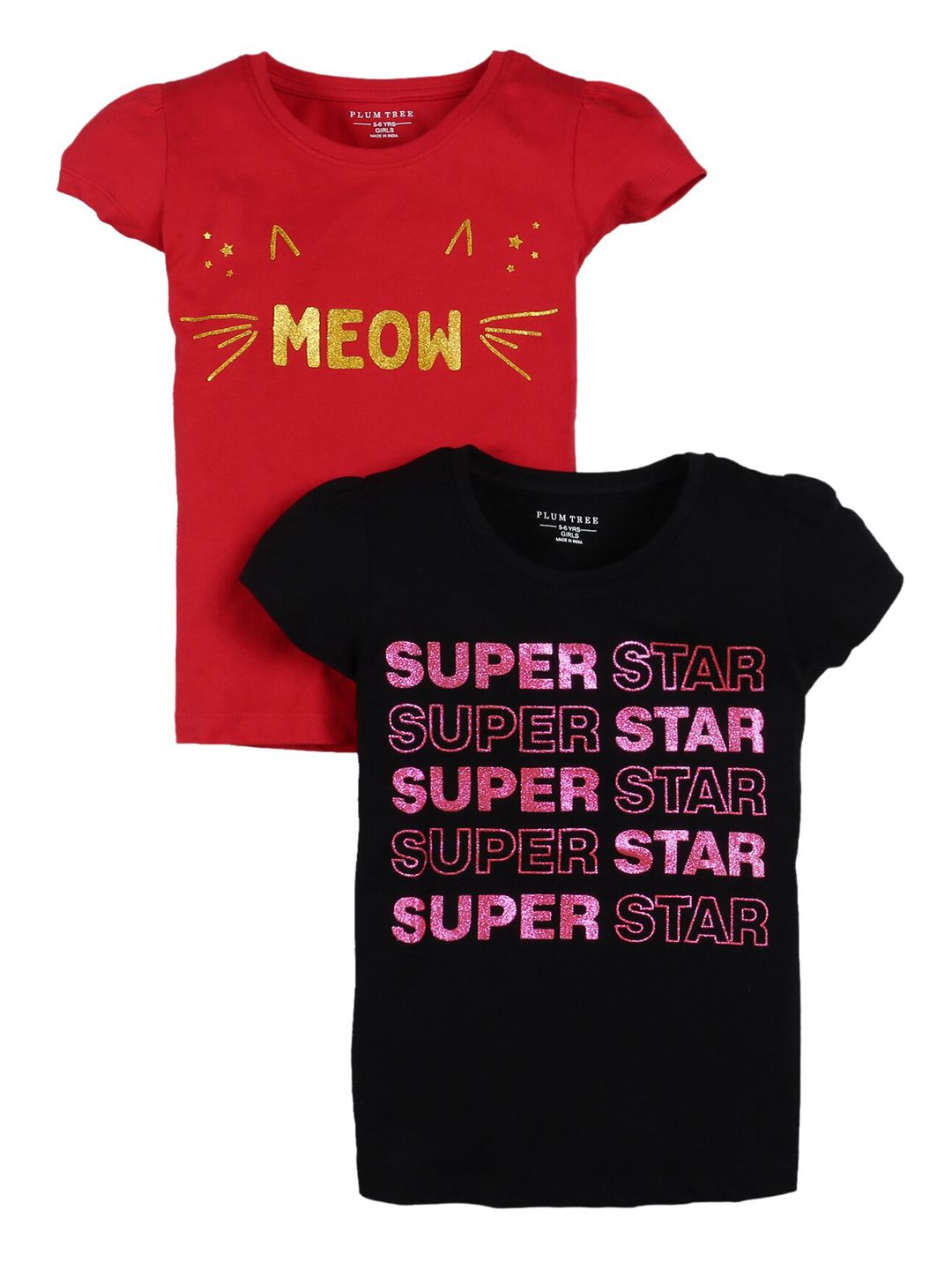 PLUM TREE Girls Pack of 2 Typography Printed T-shirts-picture-26