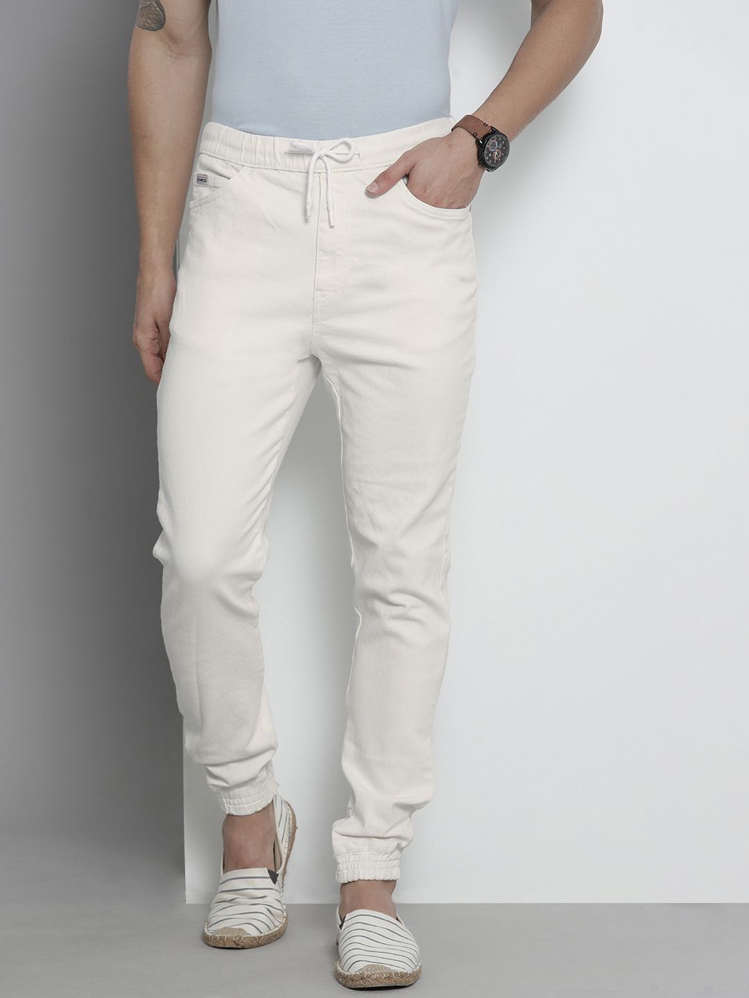 The Indian Garage Co Men White Slim Fit Jeans-image-2