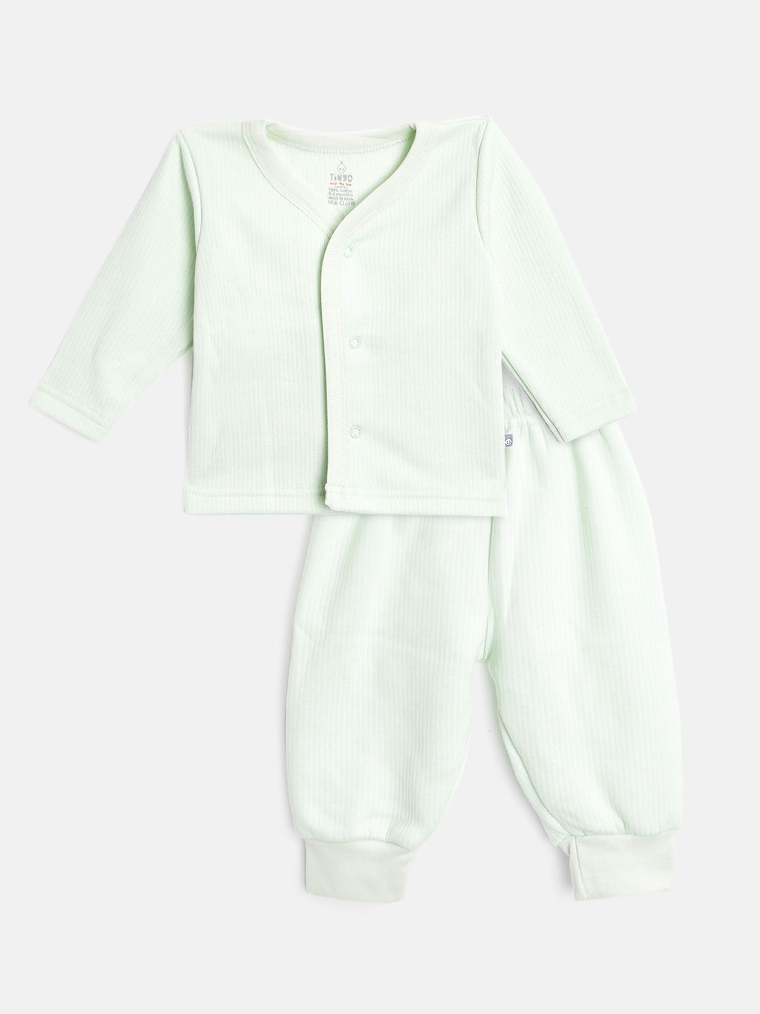 TINYO Infant Kids Mint Green Pure Cotton Self-Striped Thermal Set-picture-20