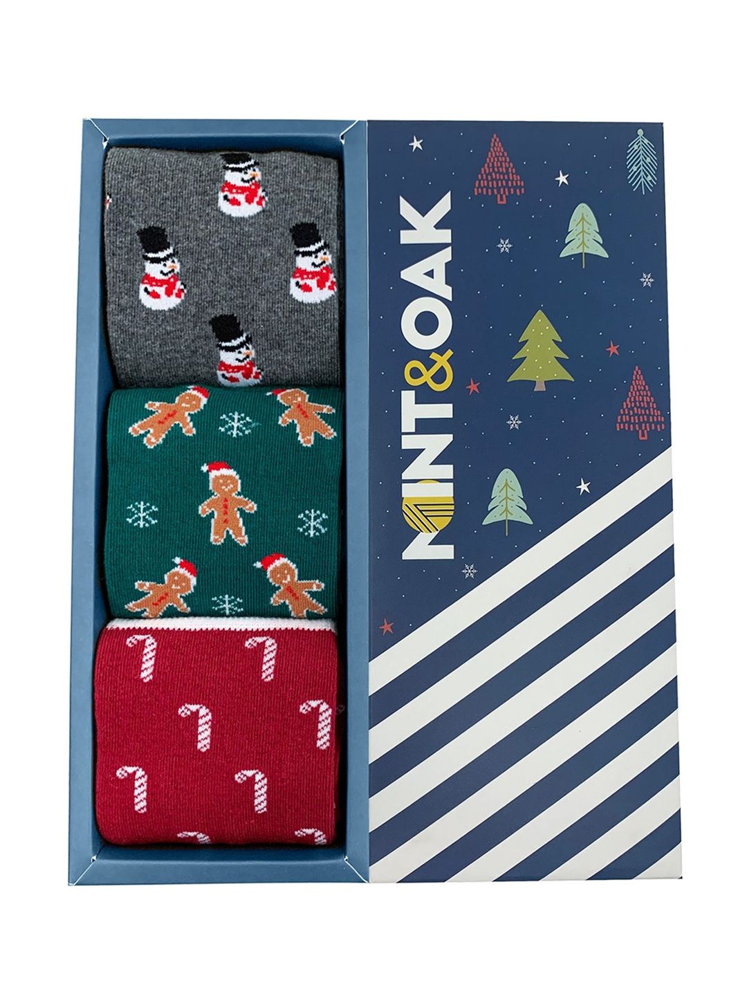 Mint & Oak Men Pack Of 3 Patterned Assorted Crew-Length Socks-image-13