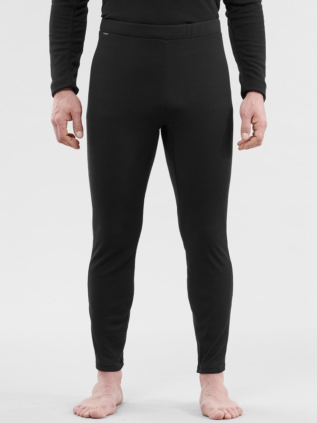 WEDZE By Decathlon Men Black Solid Base Layer Skiing and Snowboarding Thermal Bottoms 100