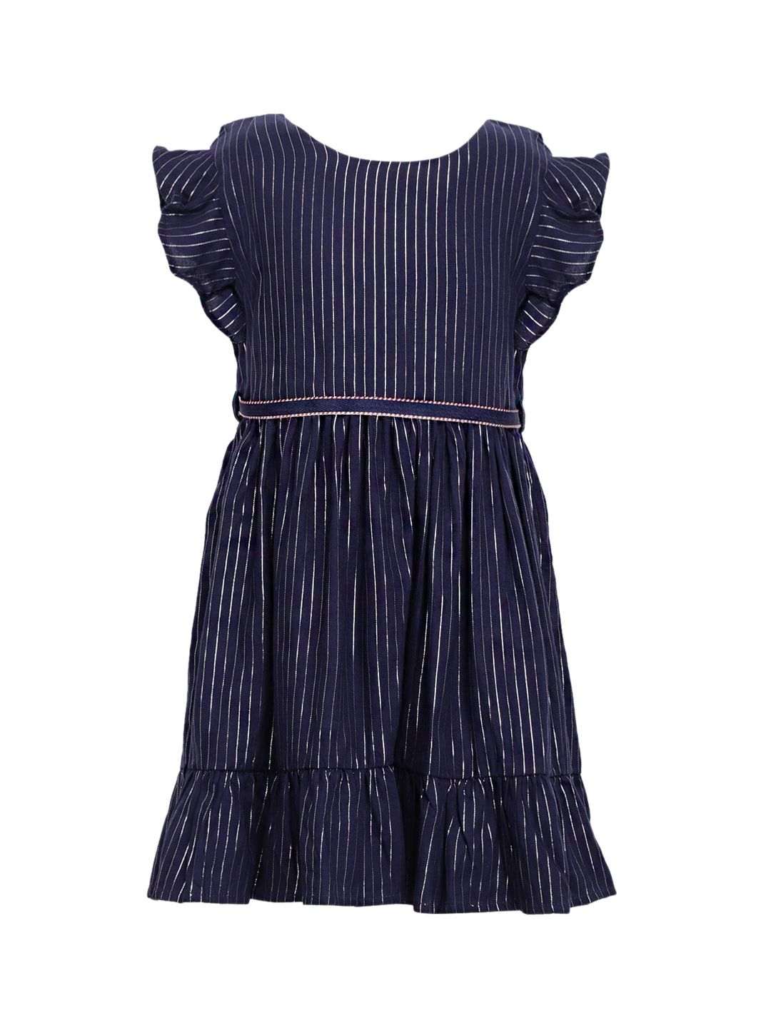 A Little Fable Girls Blue & White Striped Dress-picture-52