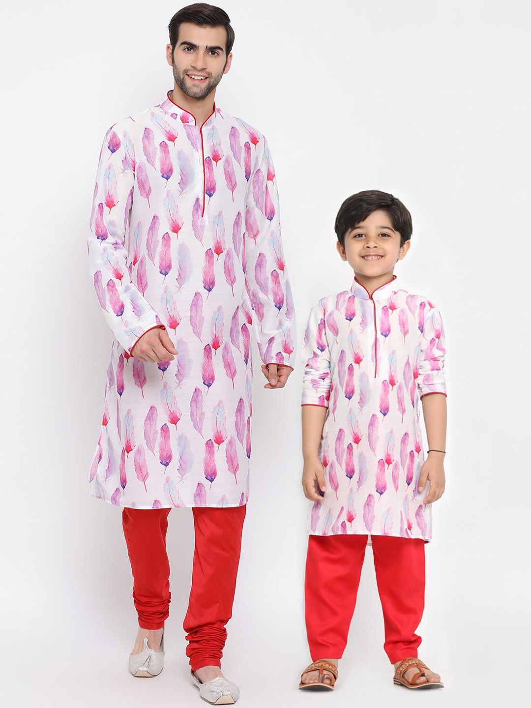 VASTRAMAY Boys Multicoloured Floral Printed Kurta with Pyjama