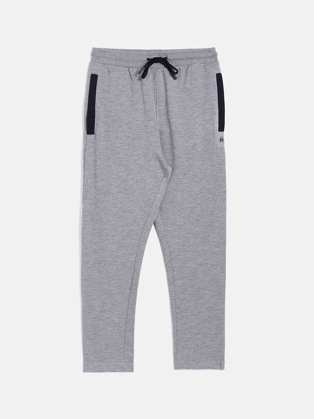 Crimsoune Club Boys Grey Solid Straight-Fit Track Pants