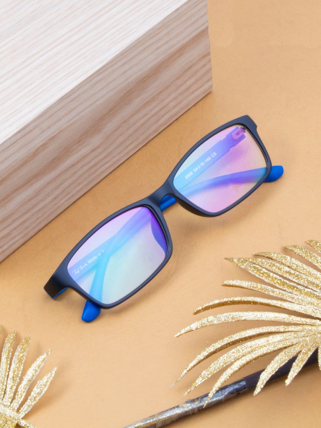 Ted Smith Unisex Black & Blue Full Rim Rectangle Frames Eyeglasses-image-41