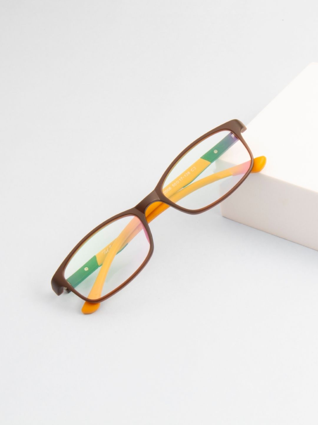 Ted Smith Unisex Brown & Yellow Full Rim Rectangle Frames Eyeglasses-image-43