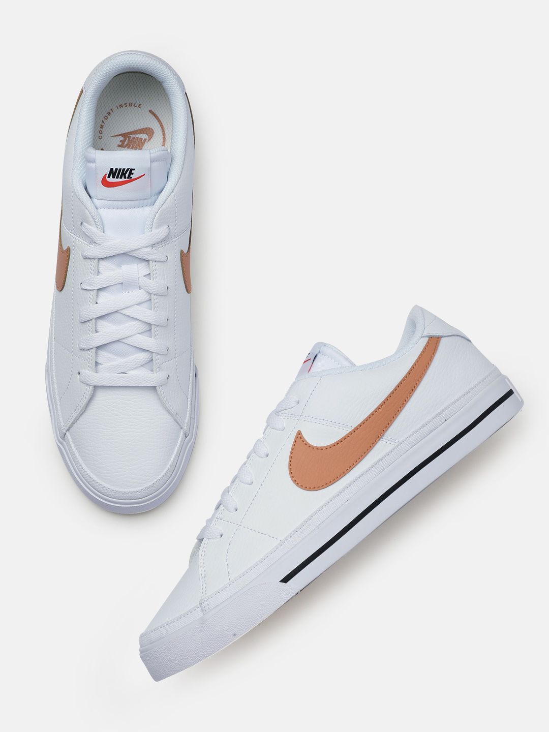 Nike Men White COURT LEGACY Leather Sneakers