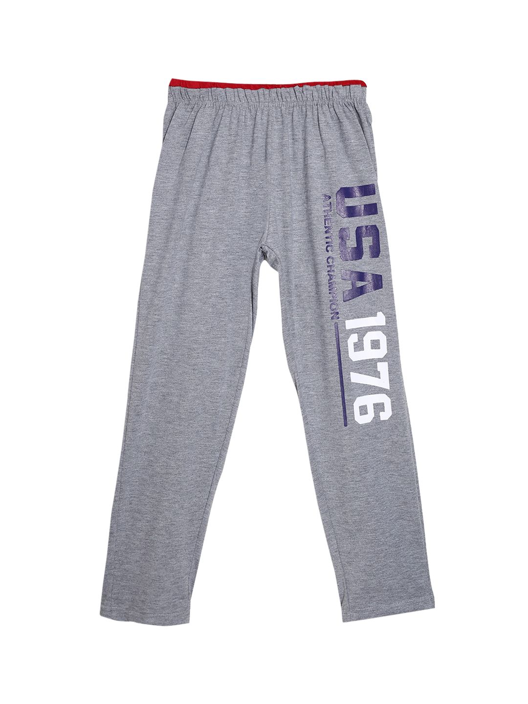 SWEET ANGEL Boys Grey Melange USA 1976 Printed Straight-Fit Pure Cotton Track Pants-picture-23