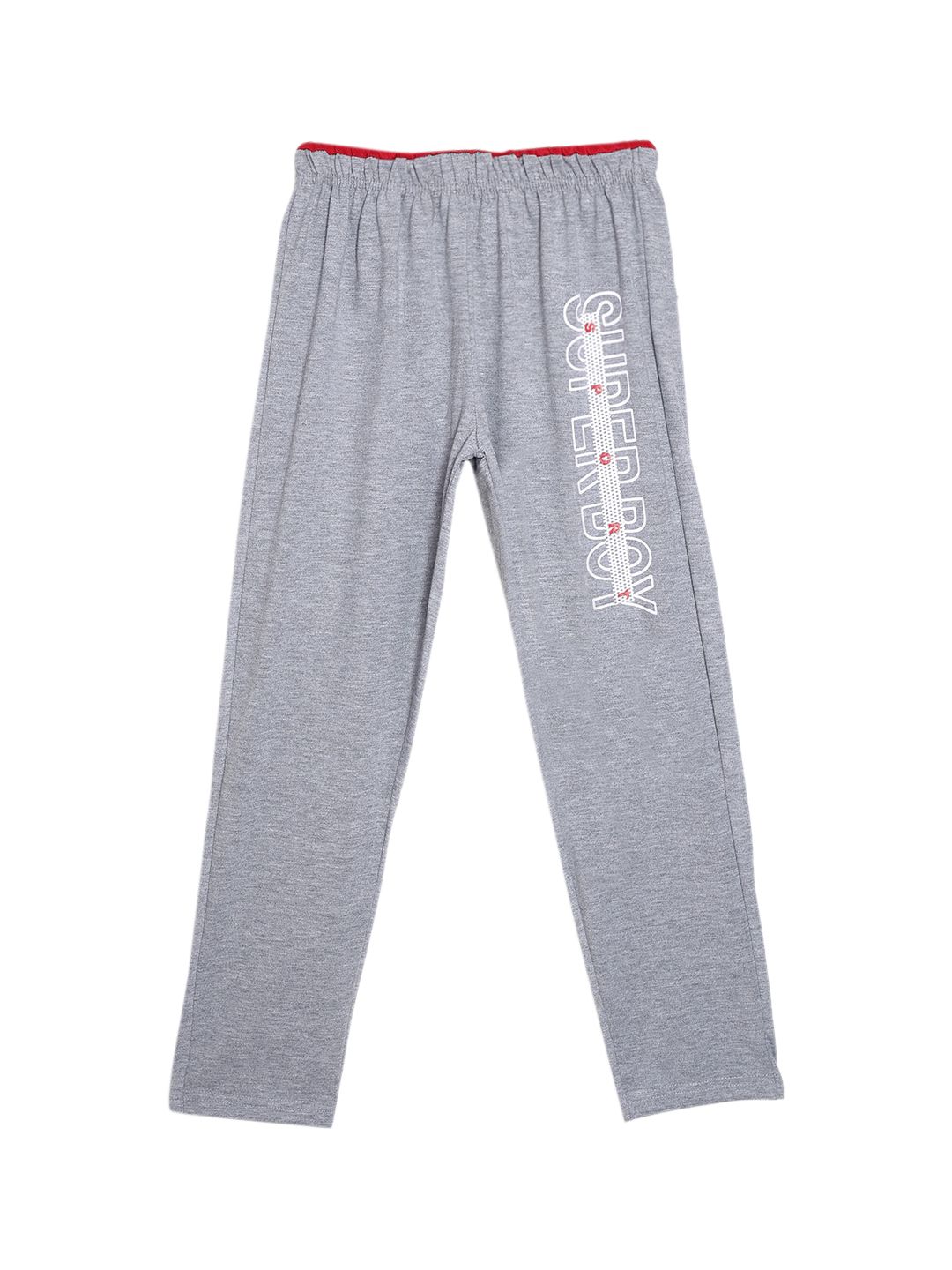 SWEET ANGEL Boys Grey Melange Printed Straight-Fit Pure Cotton Track Pants-picture-18