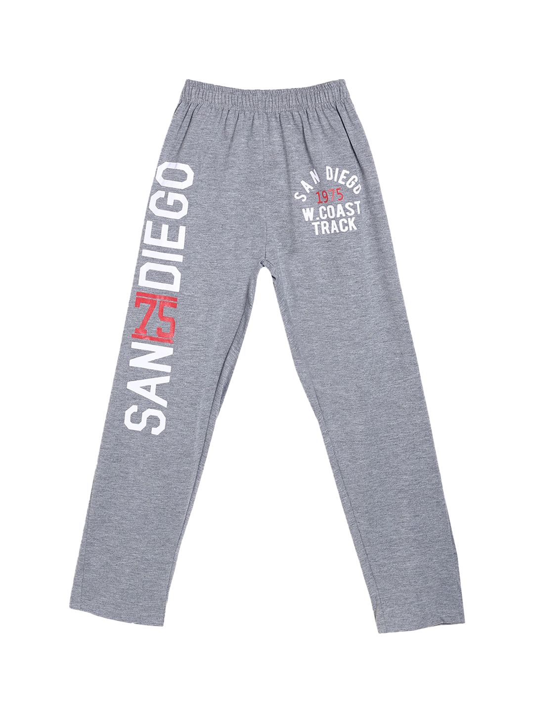 SWEET ANGEL Boys Grey Melange & White Printed Straight-Fit Pure Cotton Track Pants-picture-22