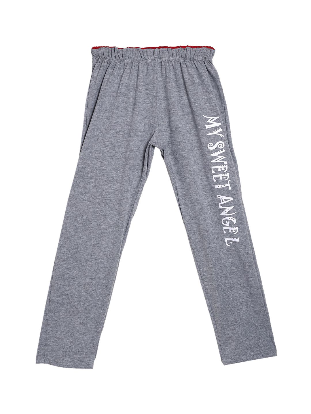 SWEET ANGEL Boys Grey Melange Printed Pure Cotton Straight-Fit Track Pants-picture-13